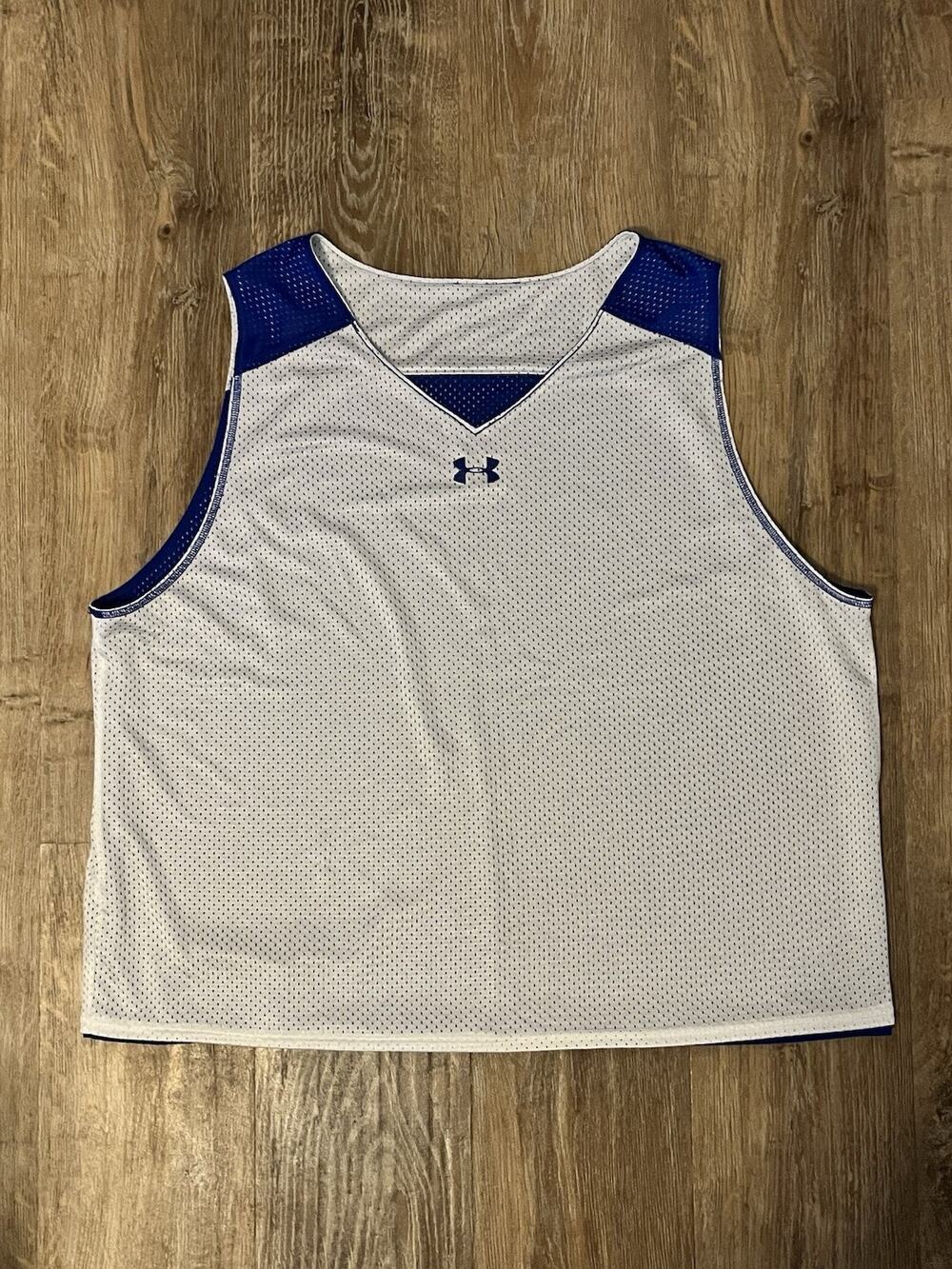 Under Armour Reversible Mesh Practice Jersey Blue White Sleeveless Tank Adult XL